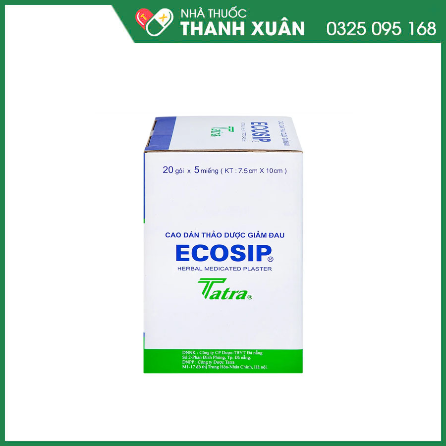 Ecosip tara chỉ định trong trường hợp bầm tím, bong gân và giảm đau đầu gối, đau lưng, đau vai, đau tay